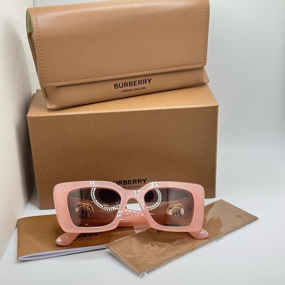 Burberry - translucent pink/nude square frame sunglasses 51-20-140- NWT